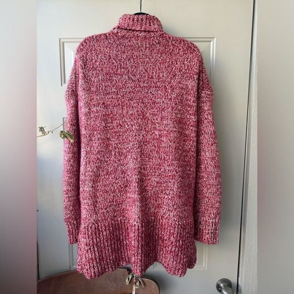 J. Crew Italian Marled Red Wool Blend Turtleneck Oversized Sweater Size S - Picture 3 of 11
